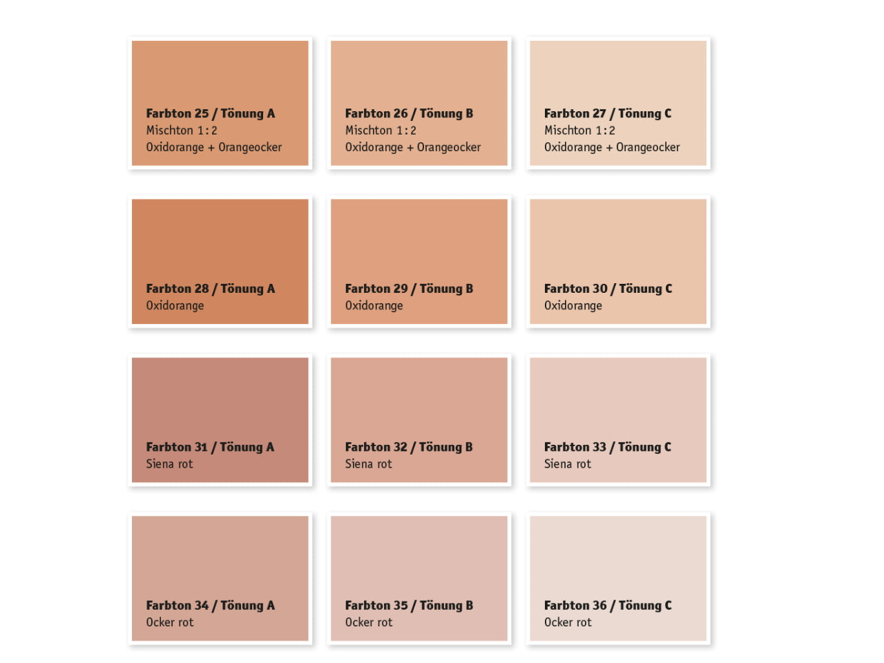 Kreidezeit Farbpigmentmischungen für Farben (trocken) Farbton 25-36