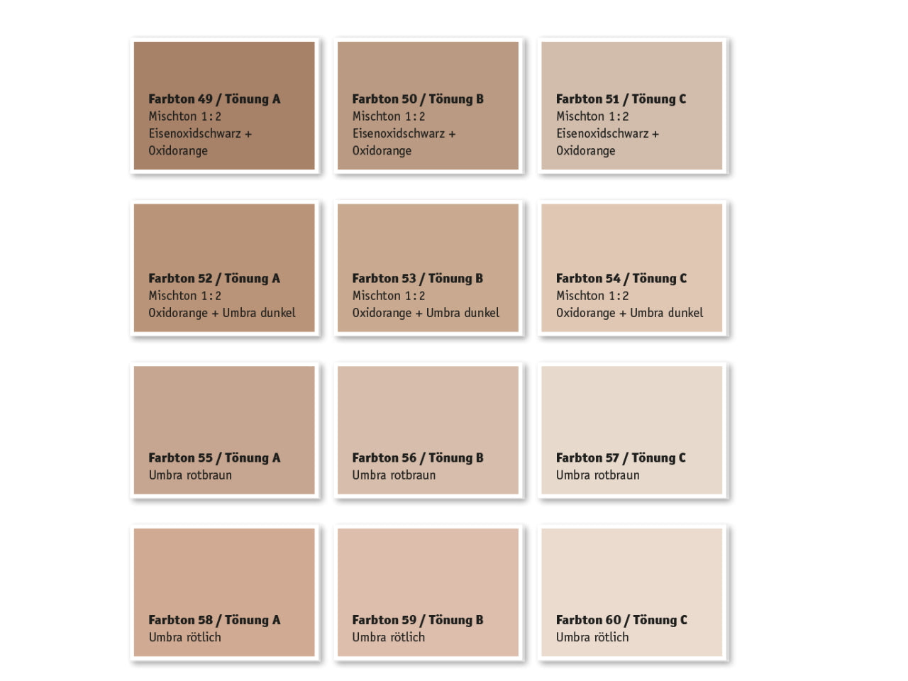 Kreidezeit Farbpigmentmischungen für Farben (trocken) Farbton 49-60