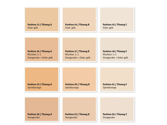 Kreidezeit Farbpigmentmischungen für Sumpfkalkfarben Farbton 13-24