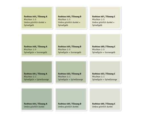 Kreidezeit Farbpigmentmischungen für Sumpfkalkfarben Farbton 145-156