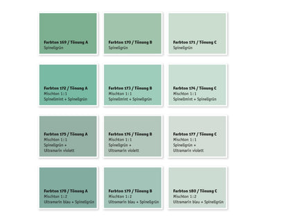 Kreidezeit Farbpigmentmischungen für Sumpfkalkfarben Farbton 169-180