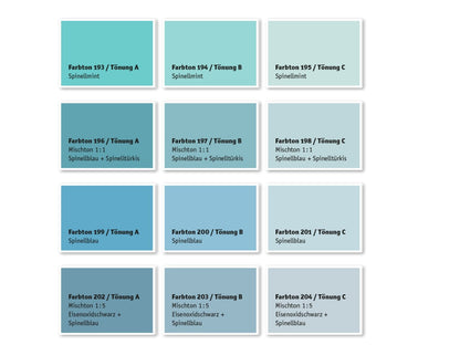 Kreidezeit Farbpigmentmischungen für Sumpfkalkfarben Farbton 193-204