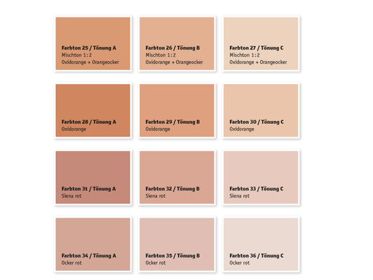 Kreidezeit Farbpigmentmischungen für Farben (trocken) Farbton 25-36