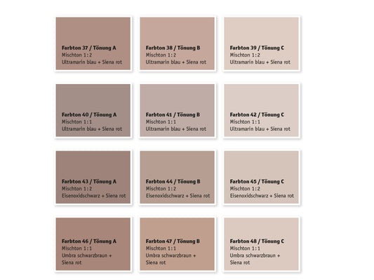 Kreidezeit Farbpigmentmischungen für Farben (trocken) Farbton 37-48