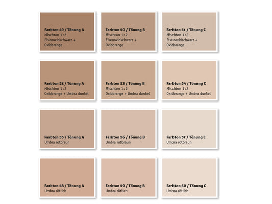 Kreidezeit Farbpigmentmischungen für Farben (trocken) Farbton 49-60