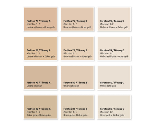 Kreidezeit Farbpigmentmischungen für Farben (trocken) Farbton 73-84