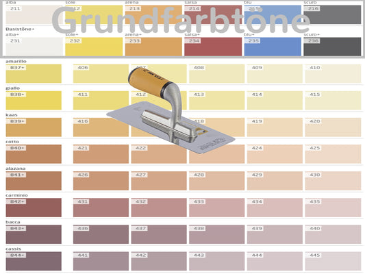 farbiger Lehmputz, Lehmdekorputz Capriccio, Farbserie modo 1